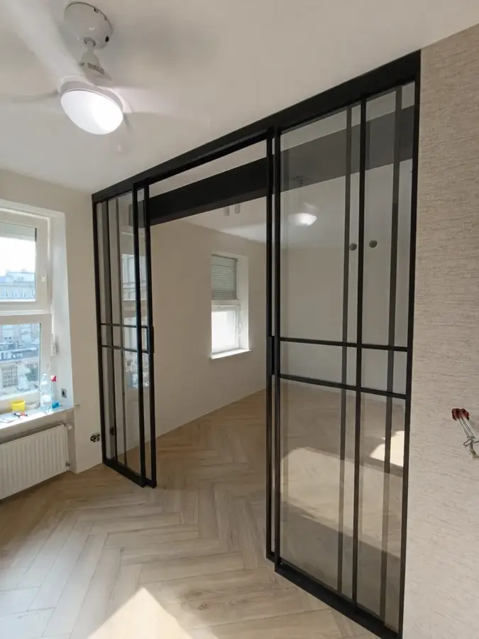 Large steel and glass internal partition